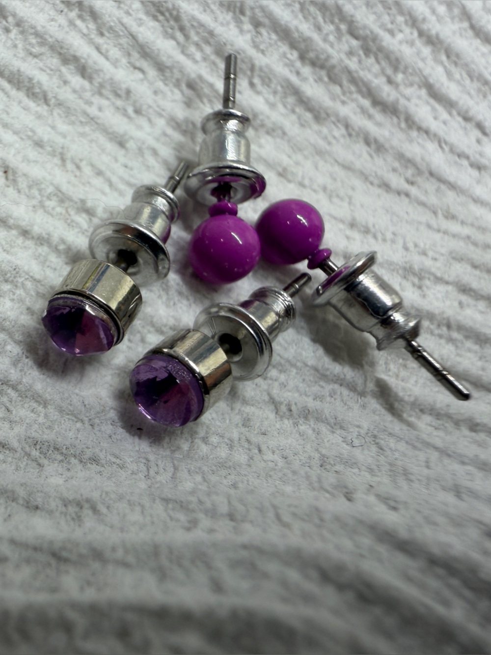 Set of Two Stud Purple Earring Pairs